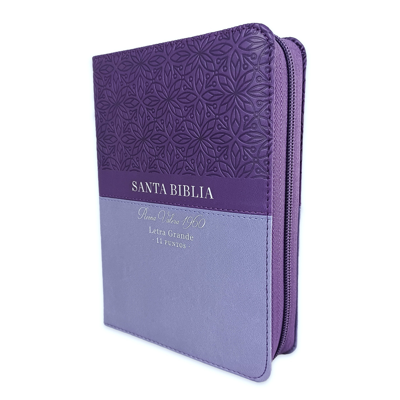 Biblia RVR1960 Bifloral lila im piel cierre índice compacta 11pt