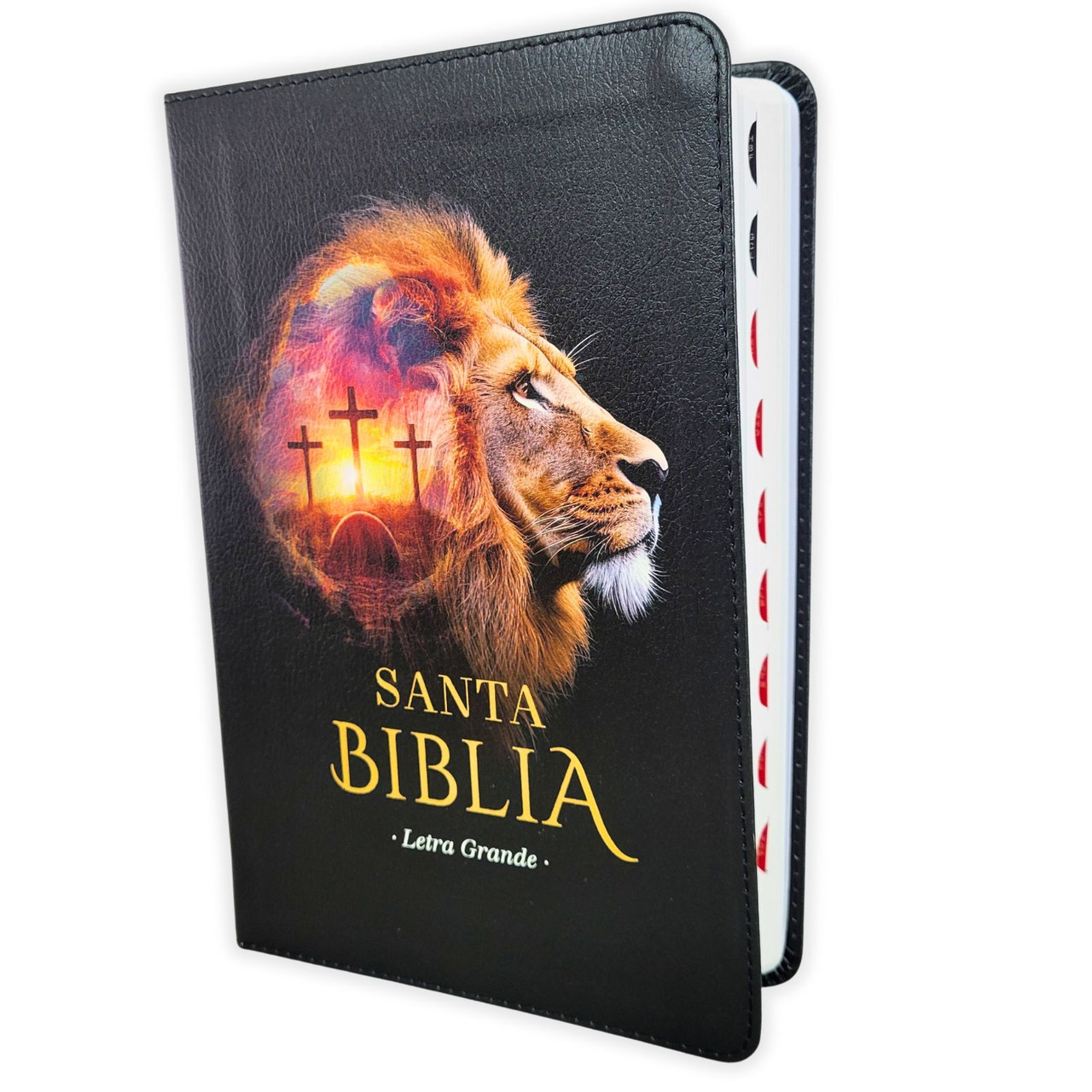 Biblia RVR1960 Coleccion supreme negro leon cruces im piel índice CON C 12.5pt