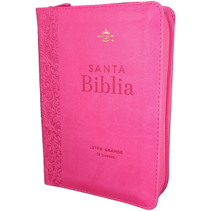 Biblia RVR1960 compacto fucsia floral im piel cierre CH 12pt