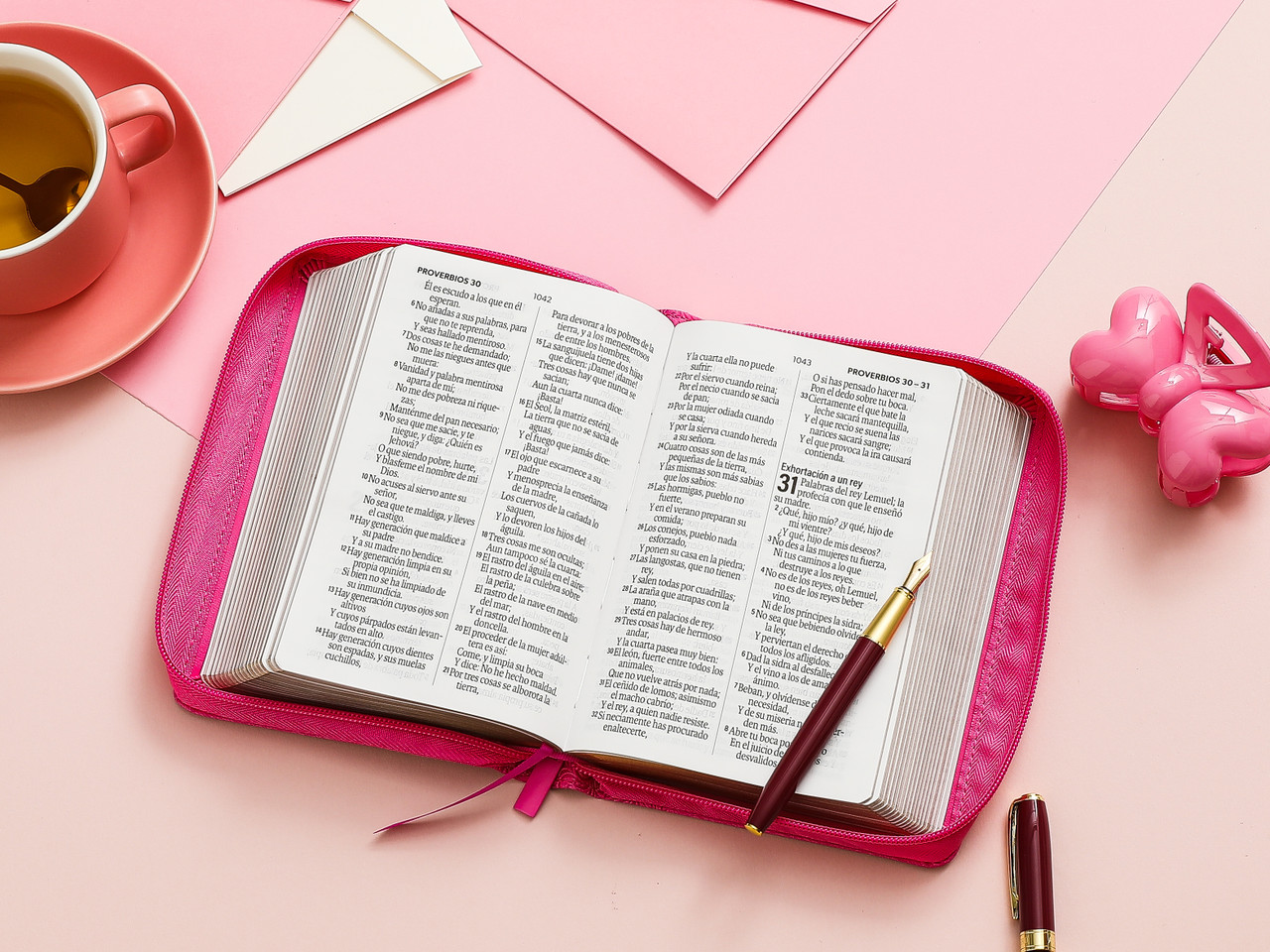 Biblia RVR1960 compacto fucsia floral im piel cierre CH 12pt