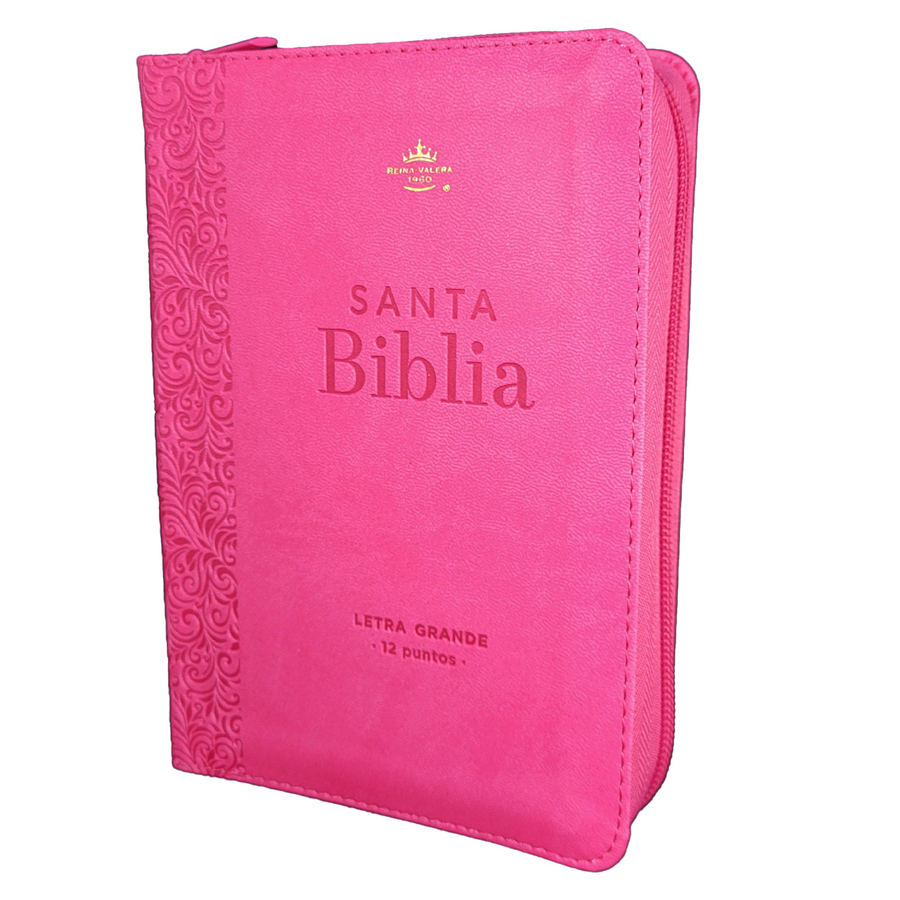 Biblia RVR1960 compacto fucsia floral im piel cierre CH 12pt