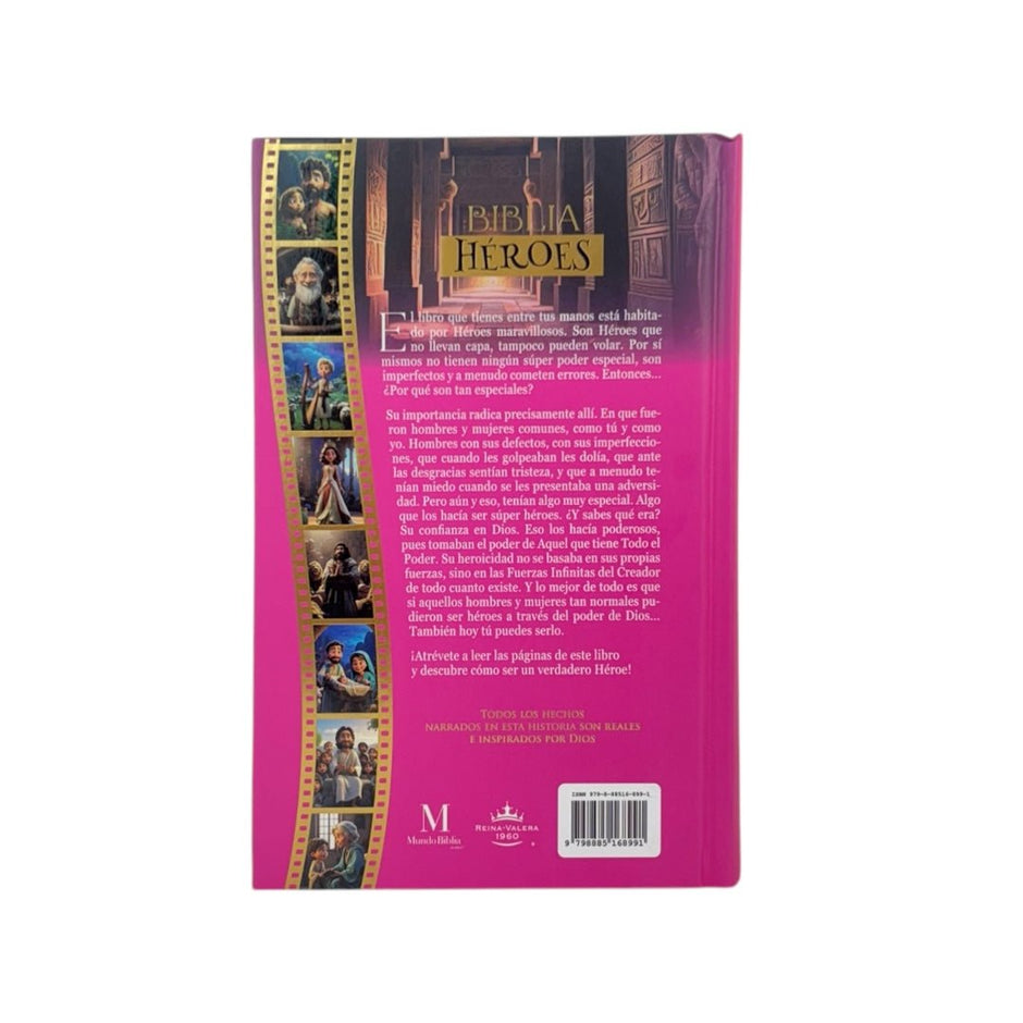 Biblia RVR1960 Heroes rosa tapa dura manual 12.5pt