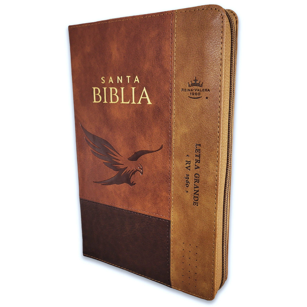 Biblia RVR1960 Inspiracion aguila café im piel cierre índice TM 12.5pt