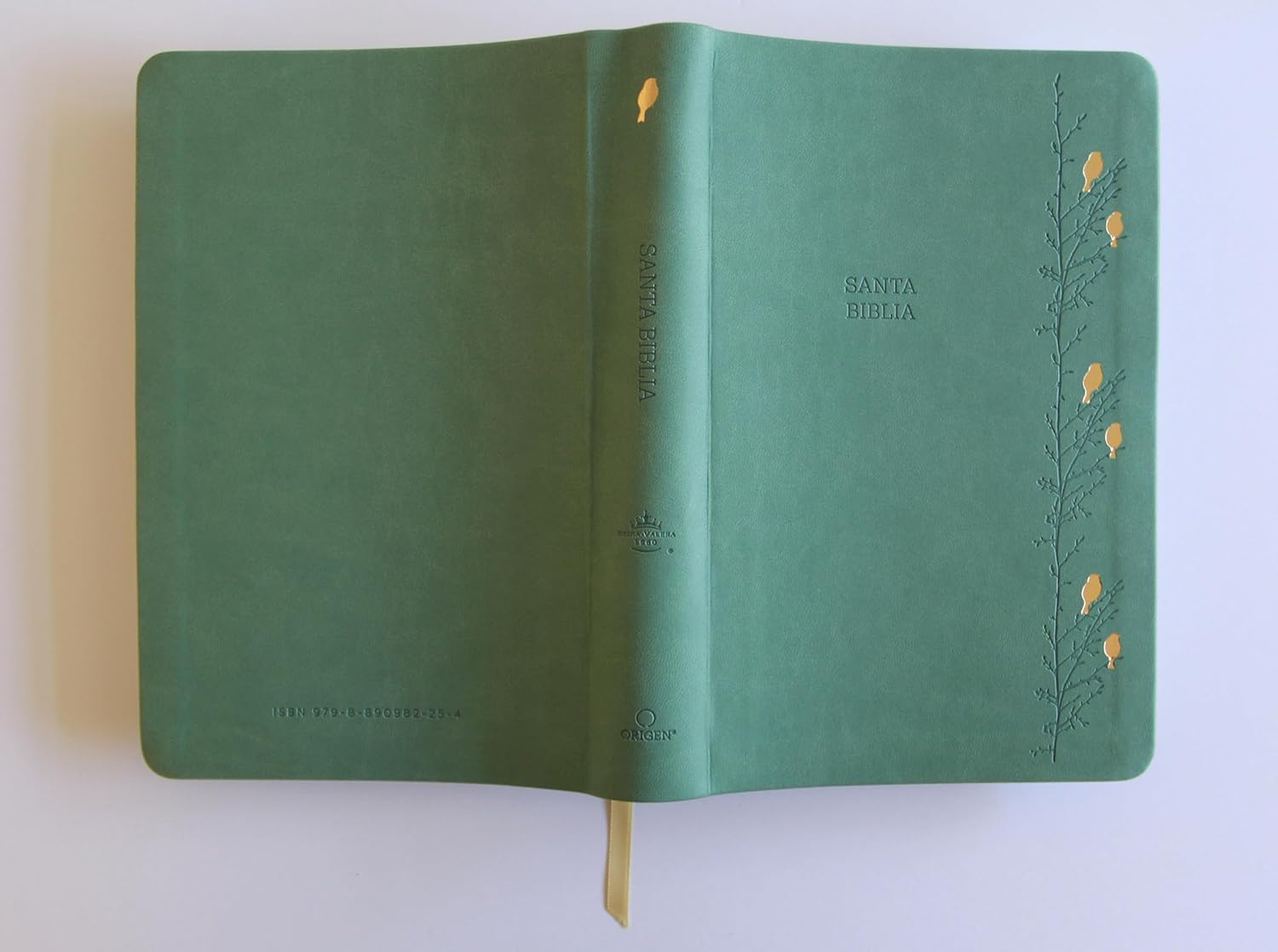 Biblia RVR1960 Letra gigante verde con pajaros cto pintado im piel manual 14pt