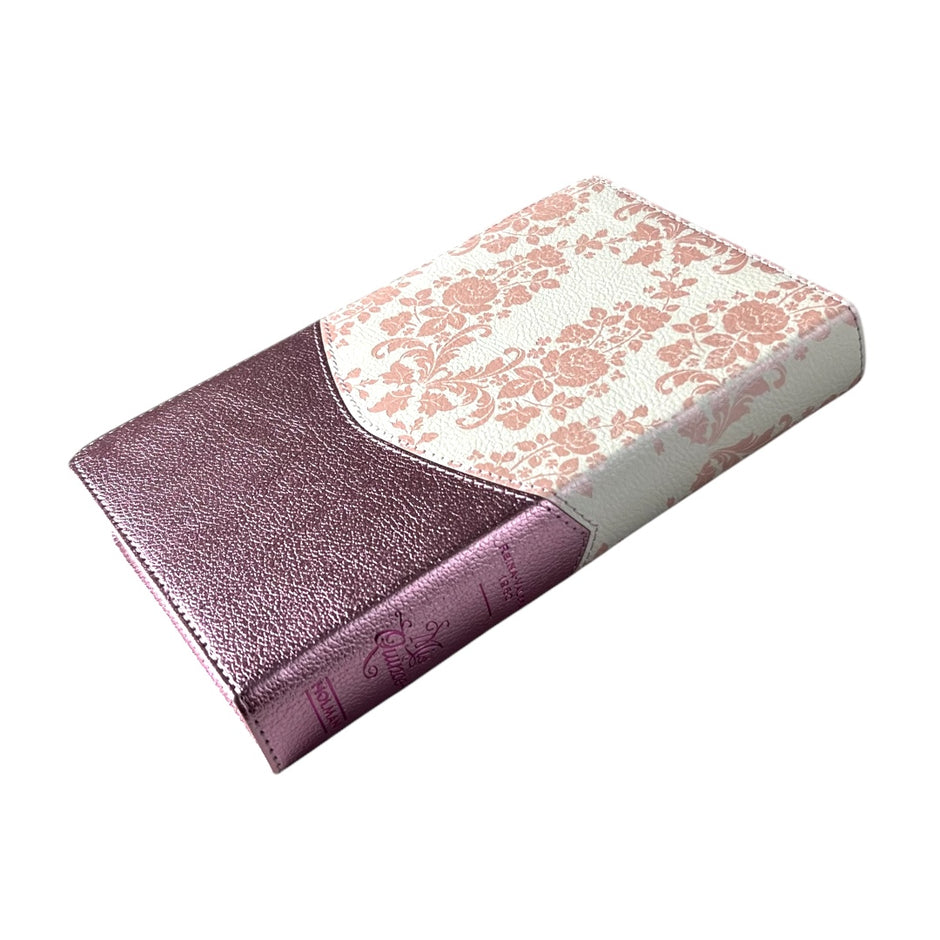 Biblia RVR1960 mis quince rosa floreado im piel compacta 8.5pt