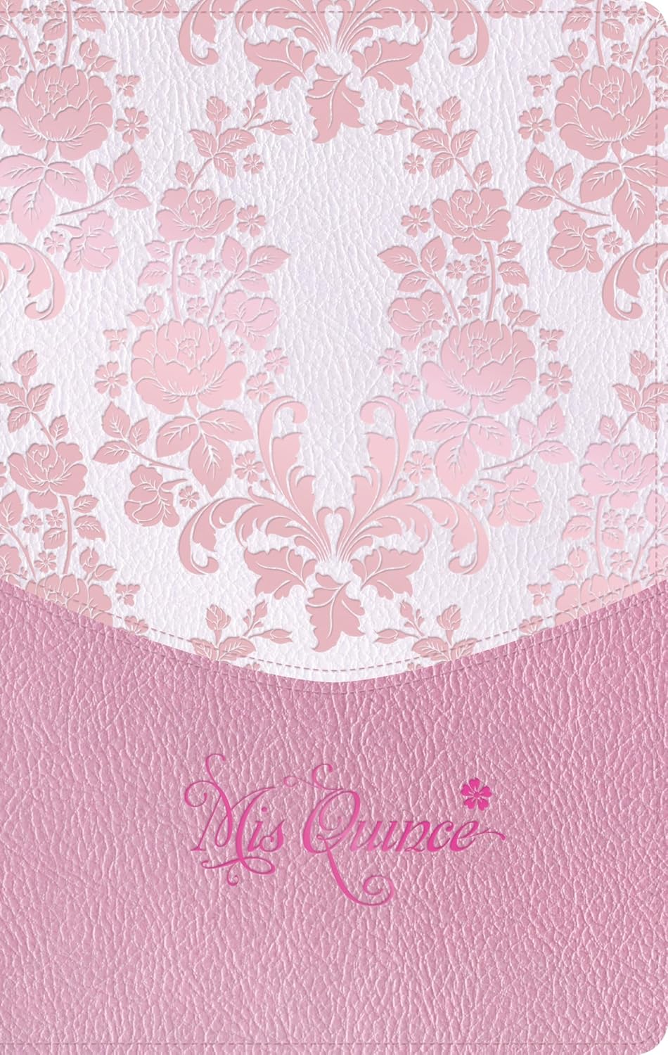 Biblia RVR1960 mis quince rosa floreado im piel compacta 8.5pt