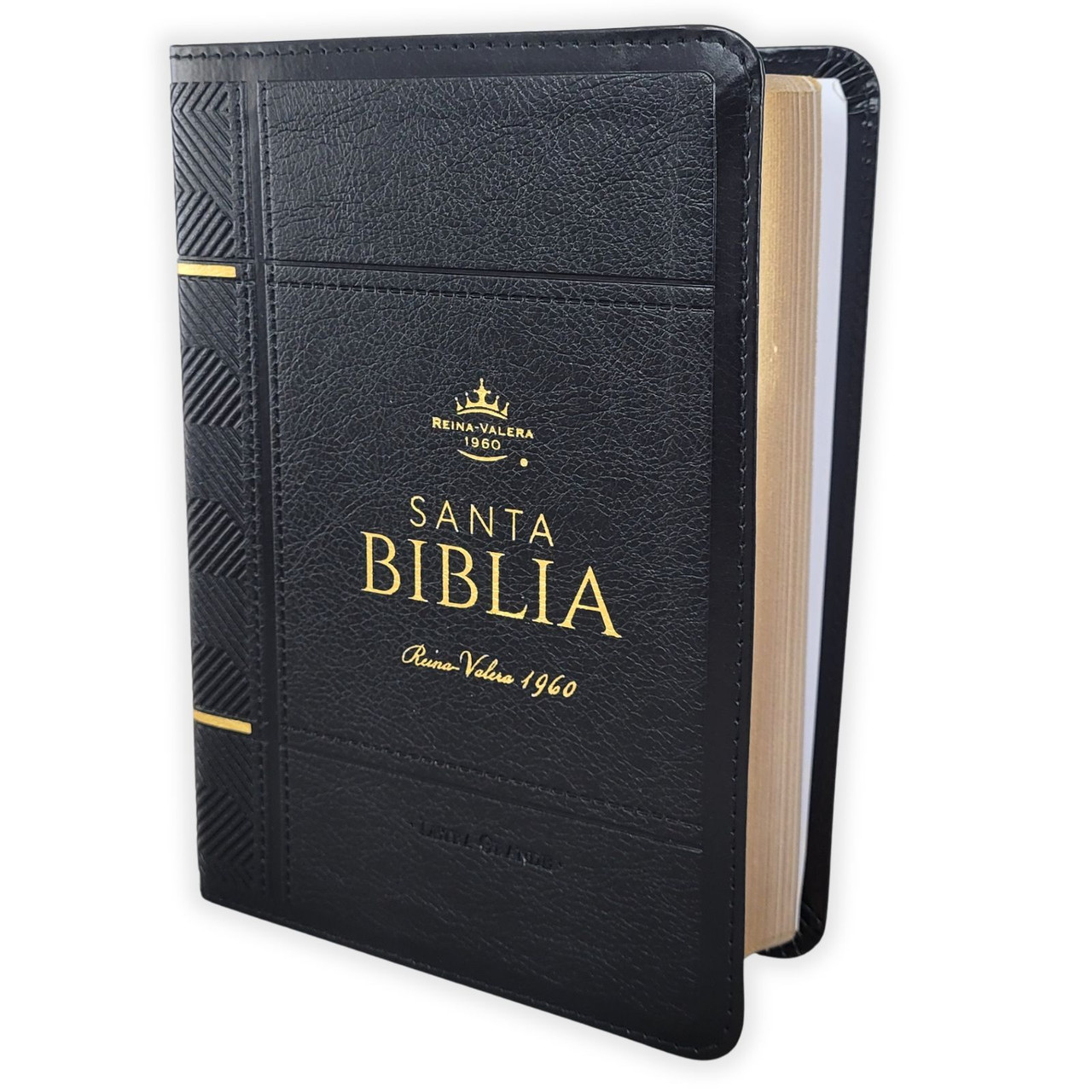 Biblia RVR1960 Neoclassic negro canto dorado im piel concordancia manual 12pt