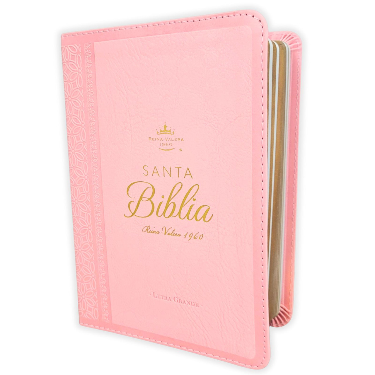 Biblia RVR1960 Neoclassic rosa canto dorado im piel concordancia manual 12pt