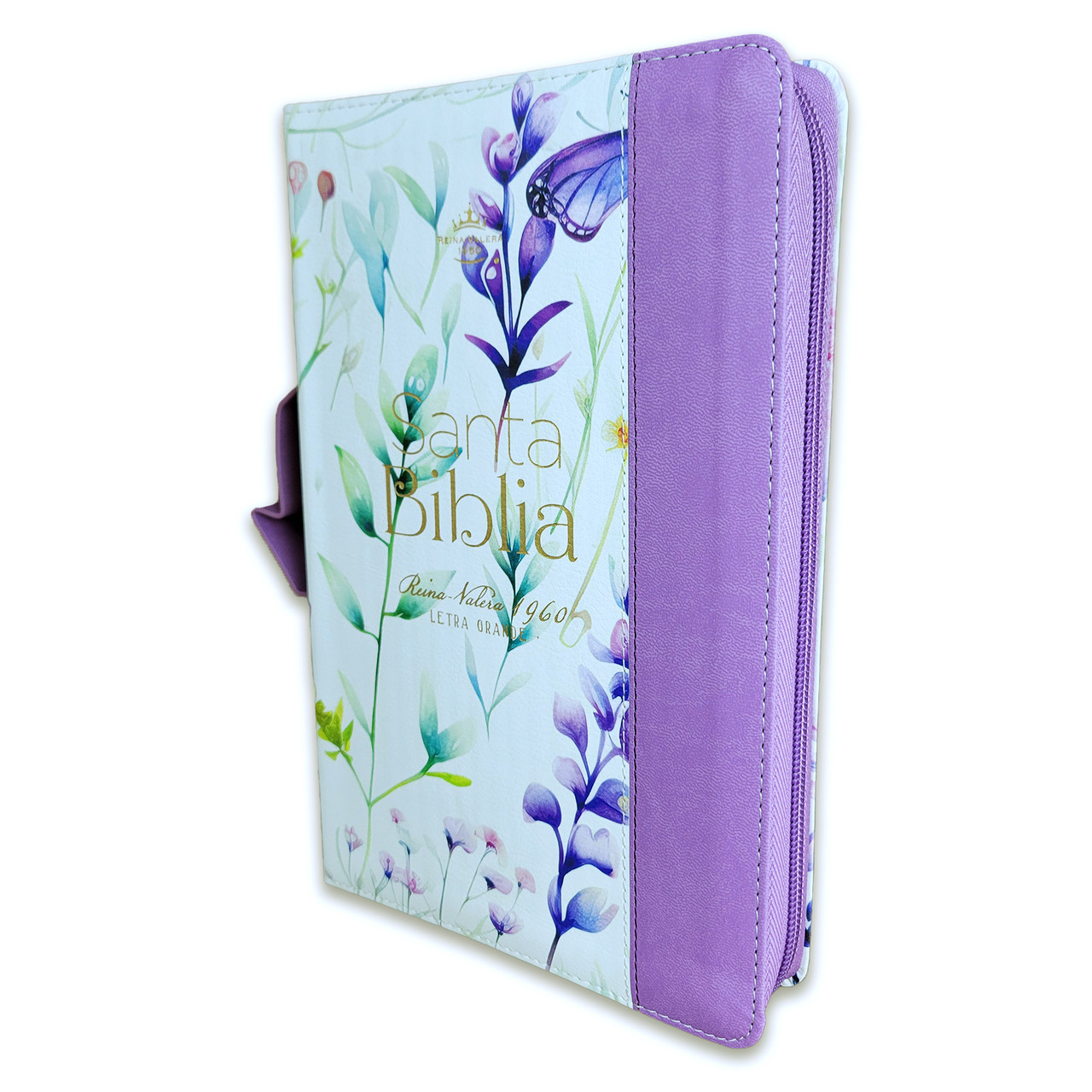 Biblia RVR1960 Pretty lila cto pintado im piel cierre índice TM 12.5pt