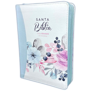 Biblia RVR1960 Primaveral azul claro im piel cierre chica 11pt LG PRJ