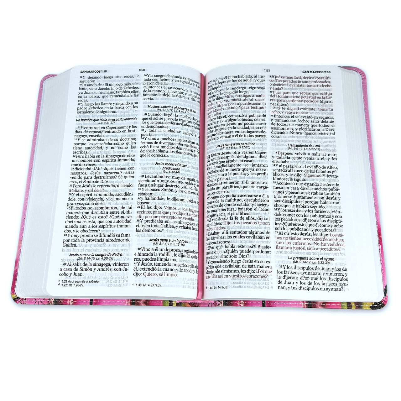 Biblia RVR1960 Supreme flores en rosa cto blanco im piel TM 12.5pt