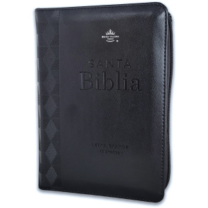 Biblia RVR1960 compacto negro geometrico im piel cierre chica 12pt