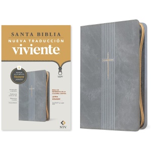 Biblia NTV de referencia en la columna central gris sim piel lt gde cierre
