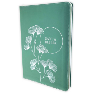 Biblia NTV de referencia en la columna central verde sim piel lt gde cierre