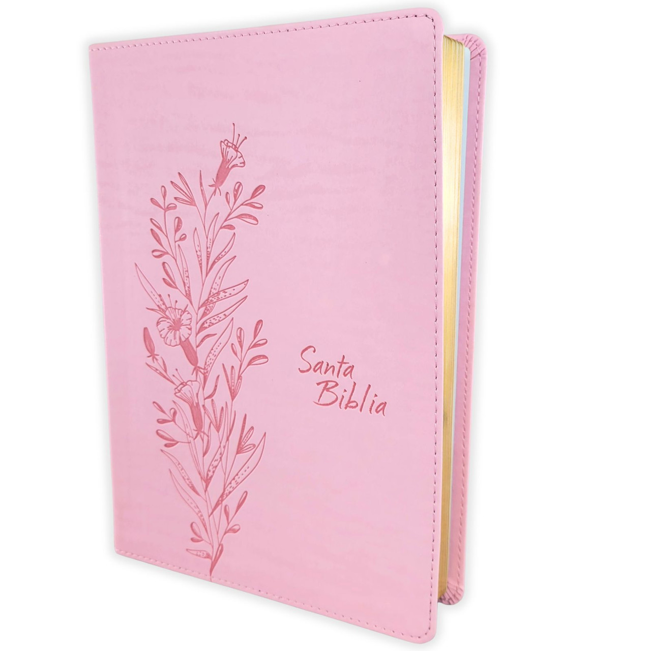 Biblia NTV de referencia en la columna central rosa sim piel lt gde
