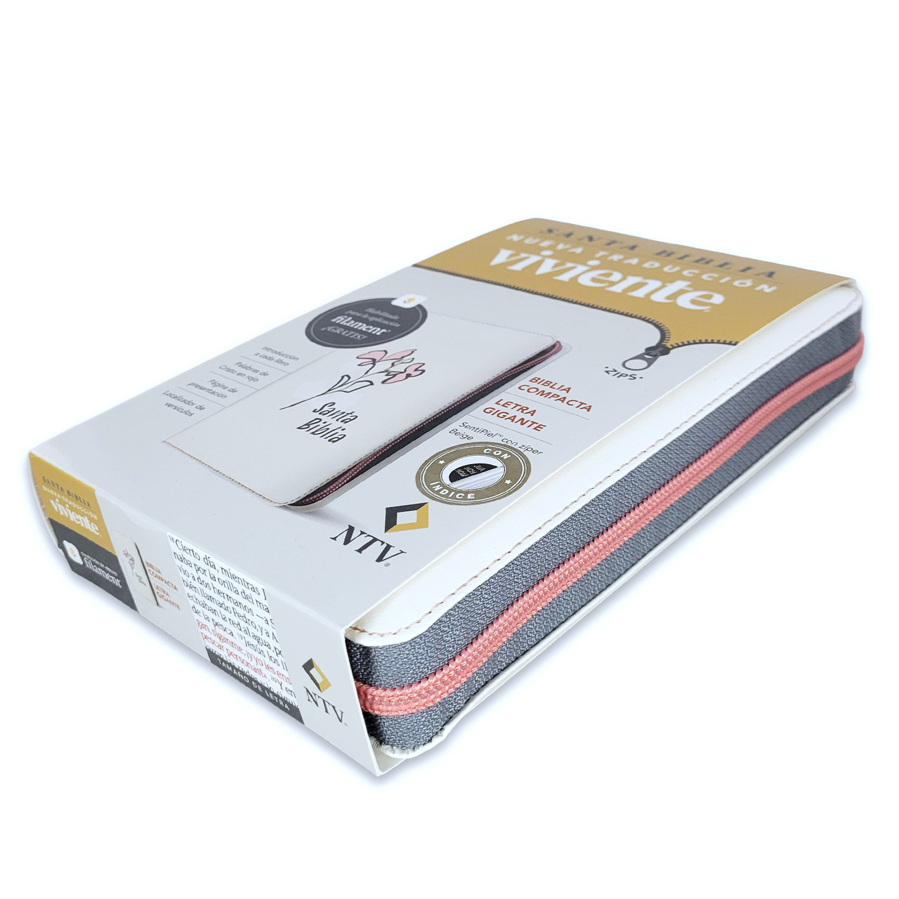Biblia NTV Edicion compacta con filament beige sim piel lt gde índice cierre 10pt