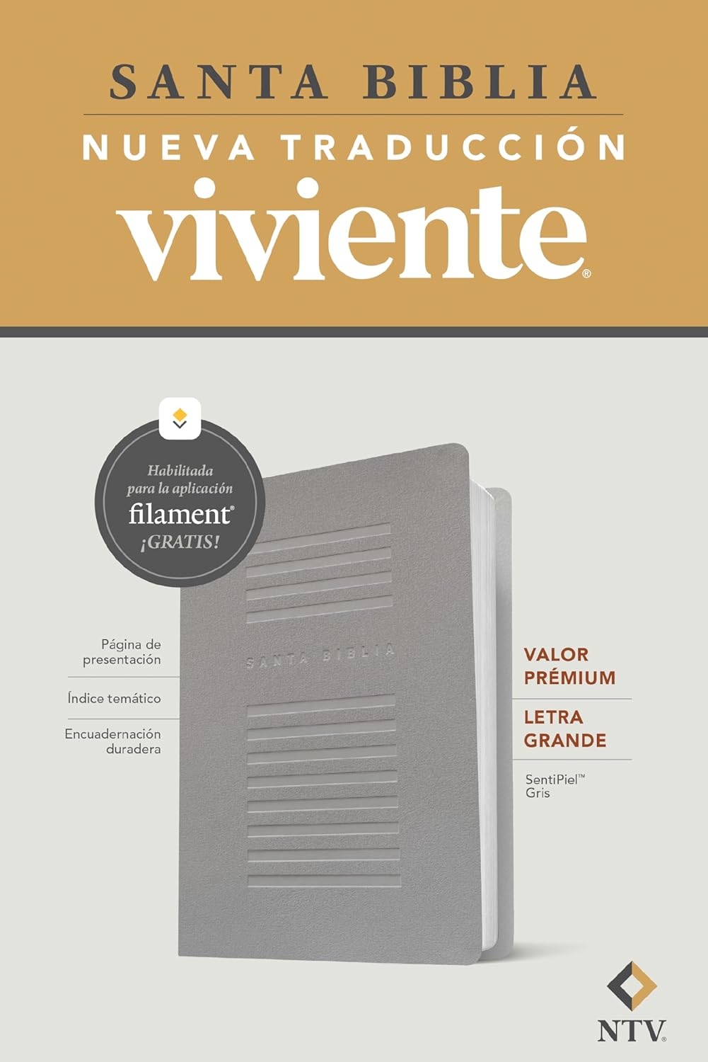 Biblia NTV valor premium gris sim piel lt gde