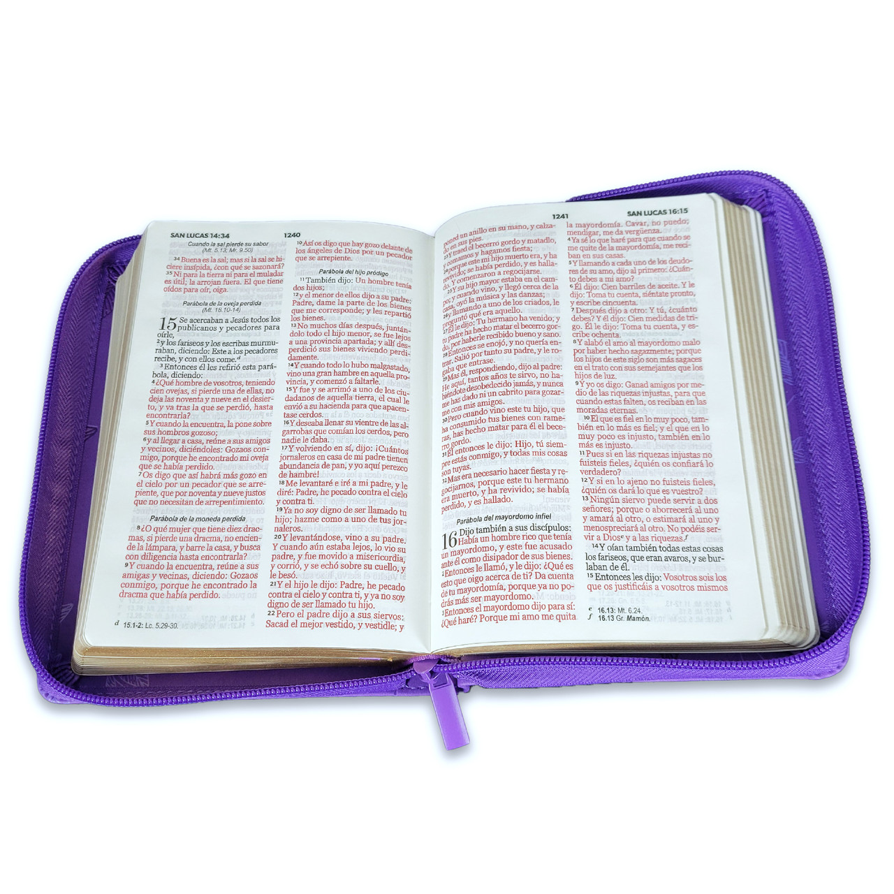 Biblia RVR1960 fidelidad lila hojas prim im piel cierre chica 10pt
