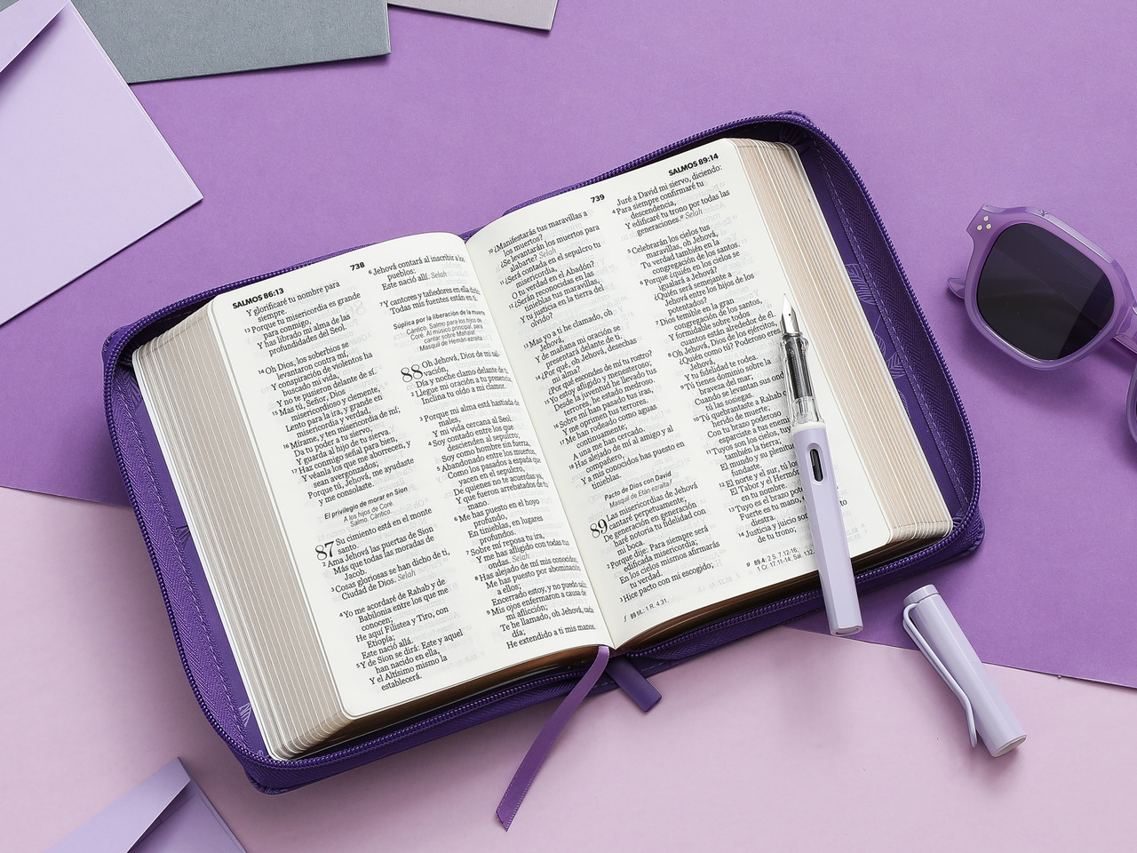 Biblia RVR1960 fidelidad lila hojas prim im piel cierre chica 10pt