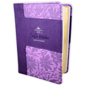 Biblia RVR1960 Bicolor lila/lila im piel CH 12P