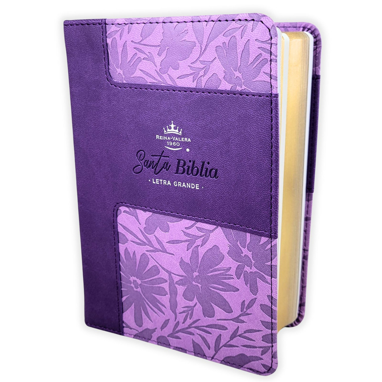 Biblia RVR1960 Bicolor lila/lila im piel CH 12P