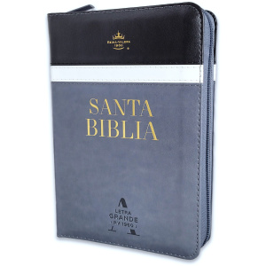 Biblia RVR1960 Fidelidad tricolor neg bco gris im piel cierre chica 10pt