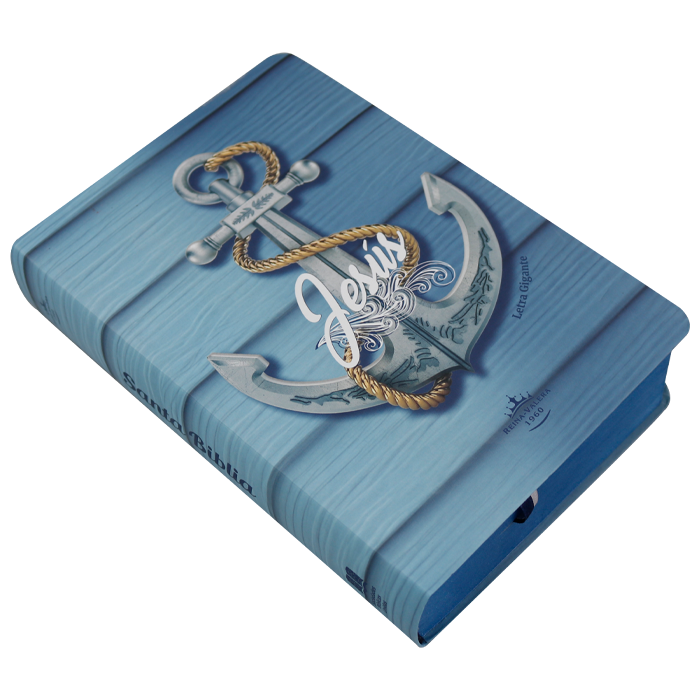 Biblia RVR1960 med let gigante semiflexible azul ancla 14P RVR.61cLGPJR