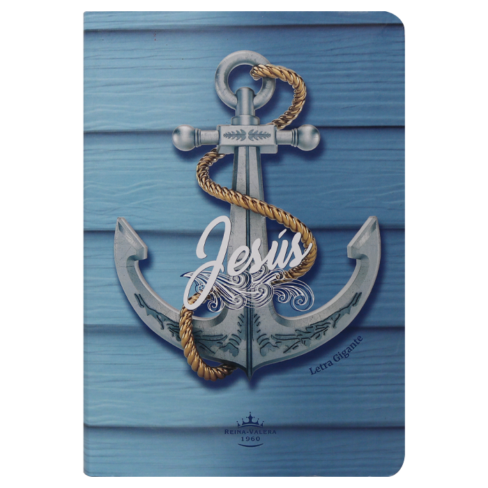 Biblia RVR1960 med let gigante semiflexible azul ancla 14P RVR.61cLGPJR