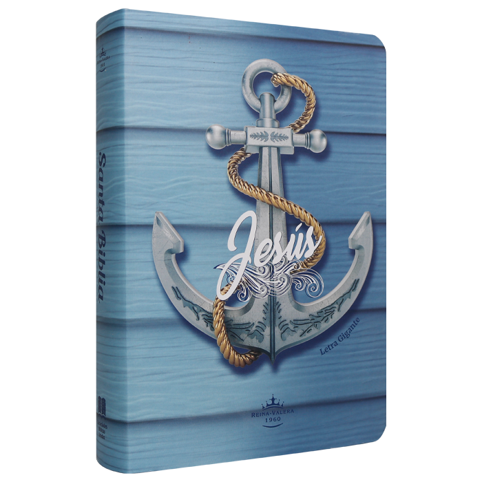 Biblia RVR1960 med let gigante semiflexible azul ancla 14P RVR.61cLGPJR