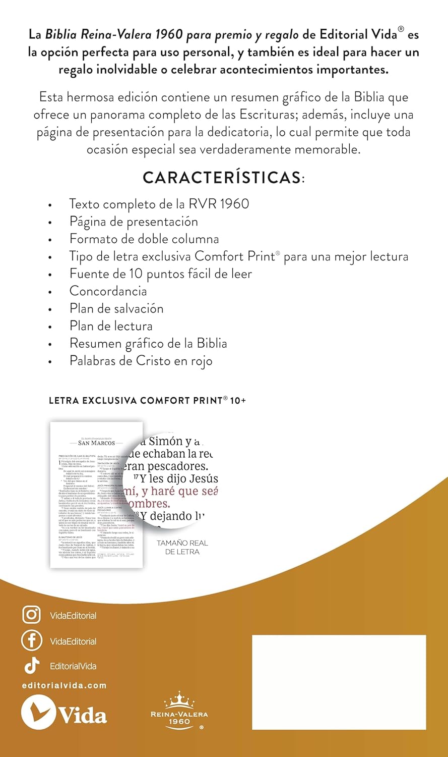Biblia RVR1960 premios y regalos negra im piel 10.5pt